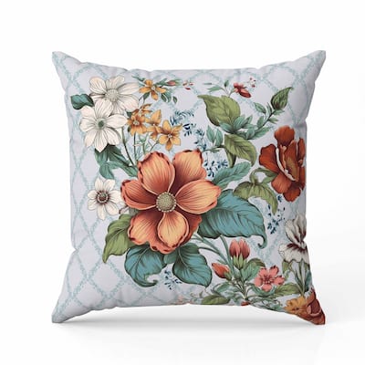 Wildflower Artistry Indoor/Outdoor Reversible Throw Pillow Green and Orange