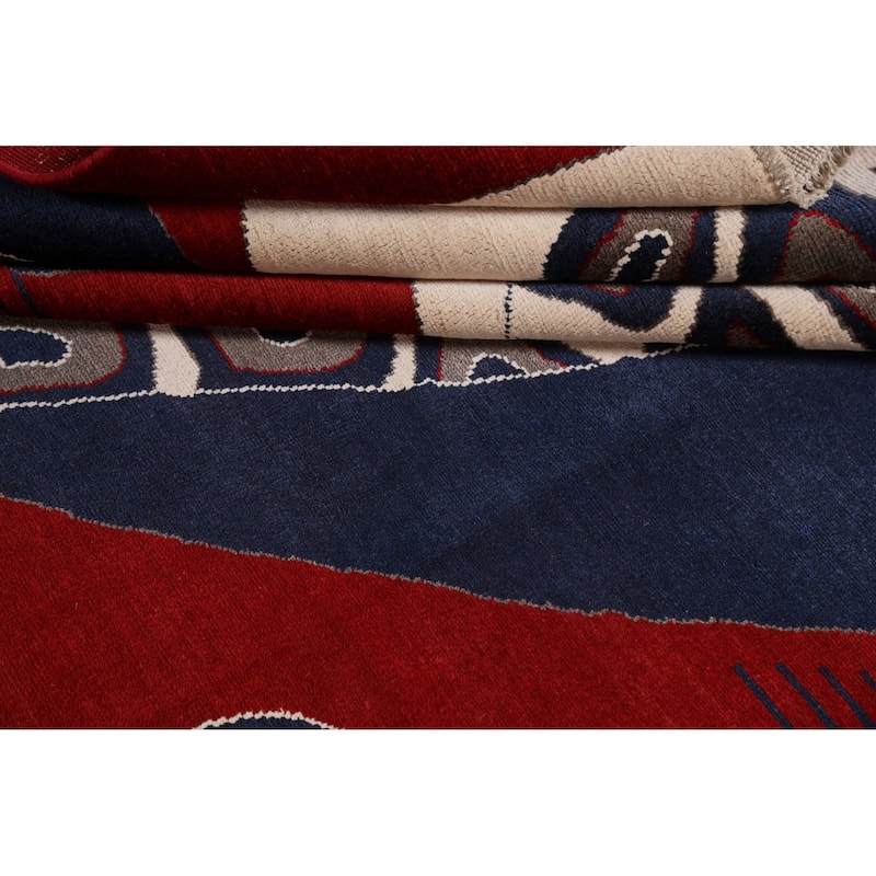 Geometric Modern Gabbeh Kashkoli Oriental Area Rug Wool Hand-knotted - 6'1" x 8'11"