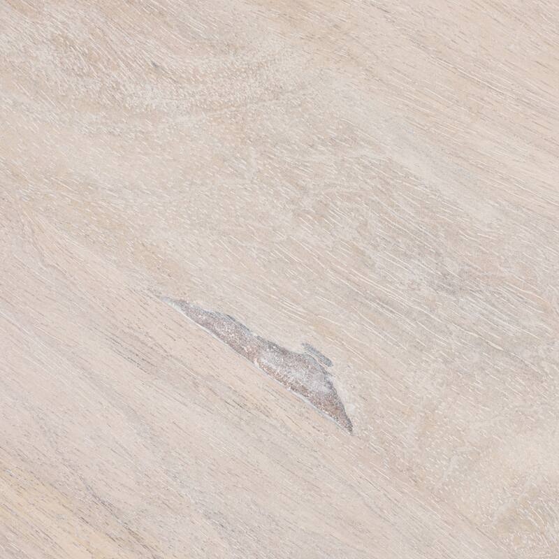 Round Mango Wood Table with 2 Cane Shelves