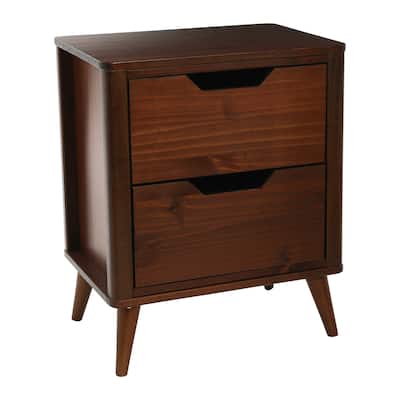 Solid Wood Nightstand with 2 Storage Drawers