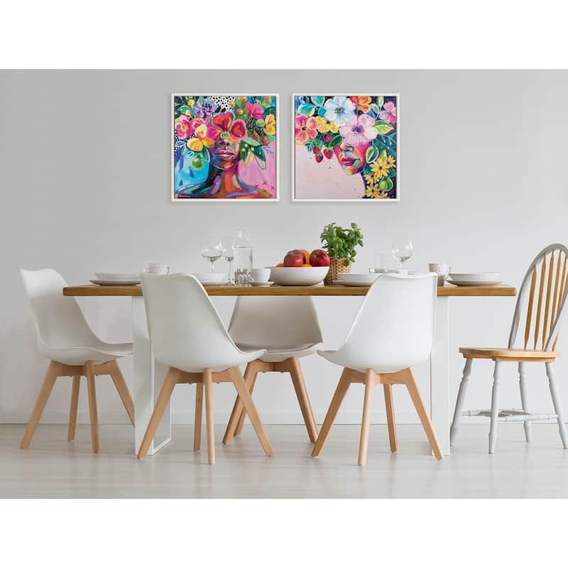 Kate and Laurel Sylvie Beaded She Was A Curious Mind Framed Canvas by Rachel Christopoulos