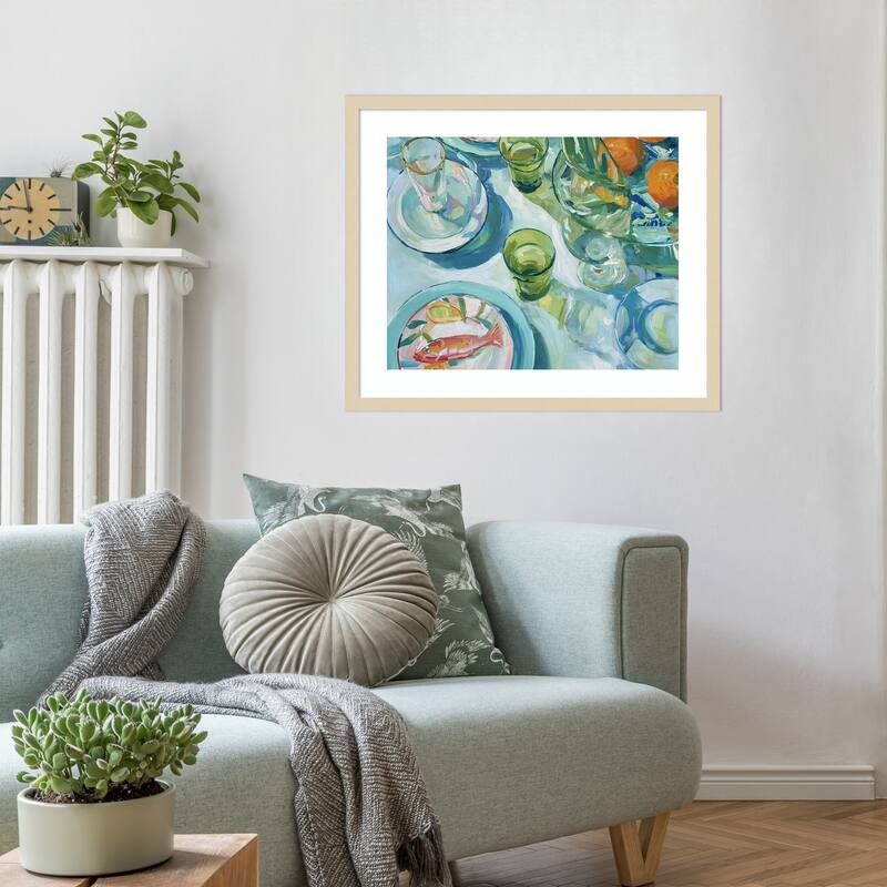 GreenTable No. 1 by Paula Freeman Wood Framed Wall Art Print