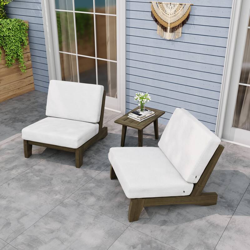 Outdoor Sectional Furniture Teak Conversation Set with Side Table