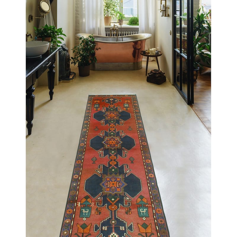 Fine Vintage Distressed Bryson Red/Charcoal Runner - 2'5" x 8'10"