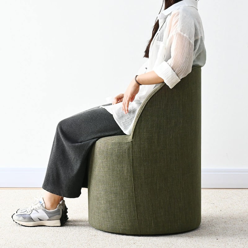 Linen Rolling Upholstered Dining Chair with Wheels (Set of 2)