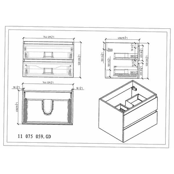 Baillie 30'' Wall-Mounted Vanity with Reinforced Acrylic Sink