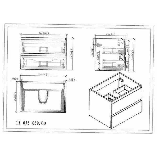 Baillie 30'' WallMounted Vanity with Reinforced Acrylic Sink Bed