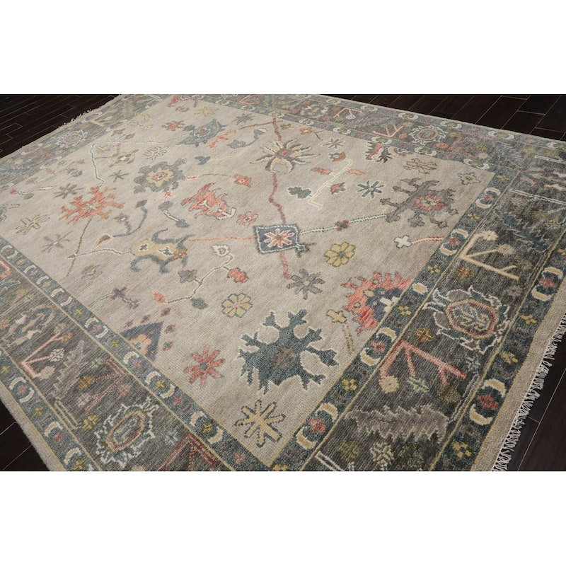 LoomBloom Muted Turkish Oushak Hand Knotted Area Rug Gray Color