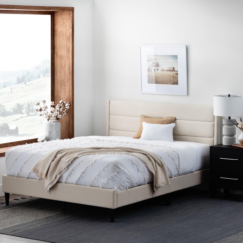Cream upholstered bed hot sale