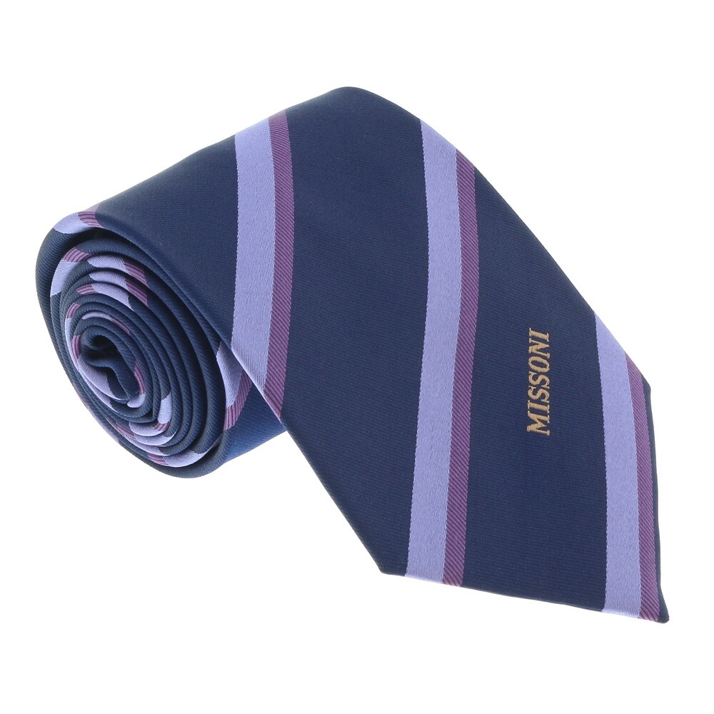 Missoni U5066 Navy Blue//Gray chevron 100/% Silk Tie for Mens