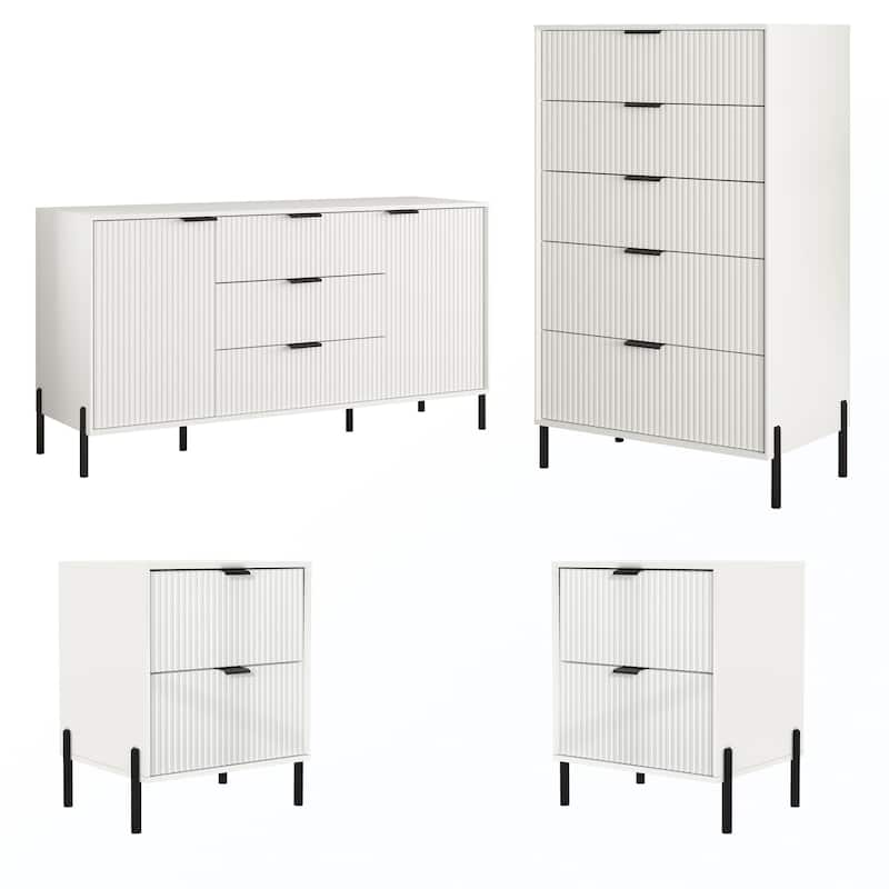 4 Piece Bedroom Set - Off-White