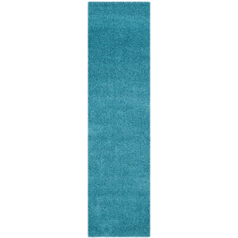 SAFAVIEH Laguna Shag Verdiana Solid Color 2-inch Thick Rug. - 2'3" x 6' Runner - Turquoise - Runner