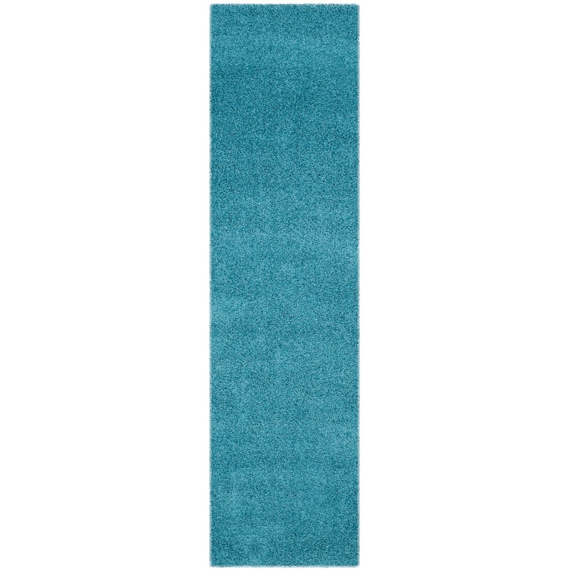 SAFAVIEH Laguna Shag Verdiana Solid Color 2-inch Thick Shag Rug - 2'3" x 6' Runner - Turquoise