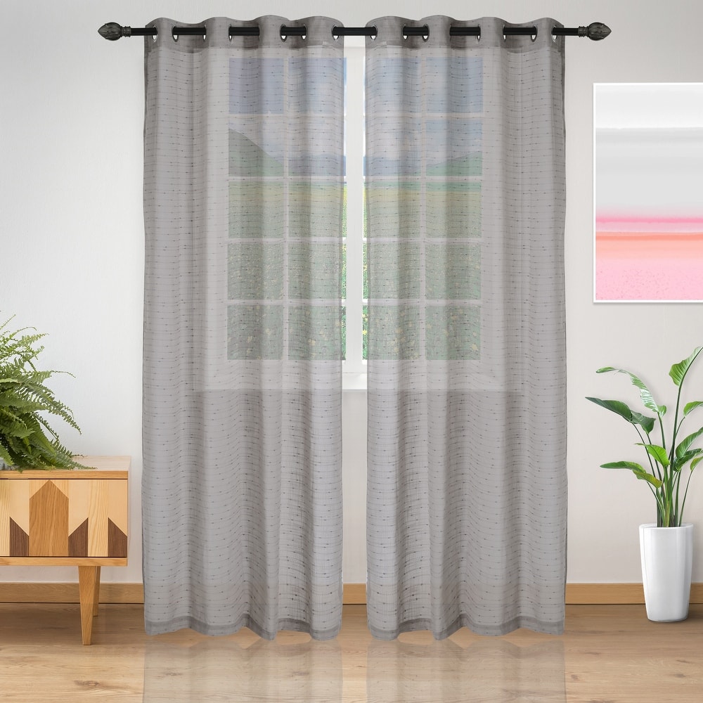 Superior Burdett Sheer Grommet Dots Curtain Panel Pair
