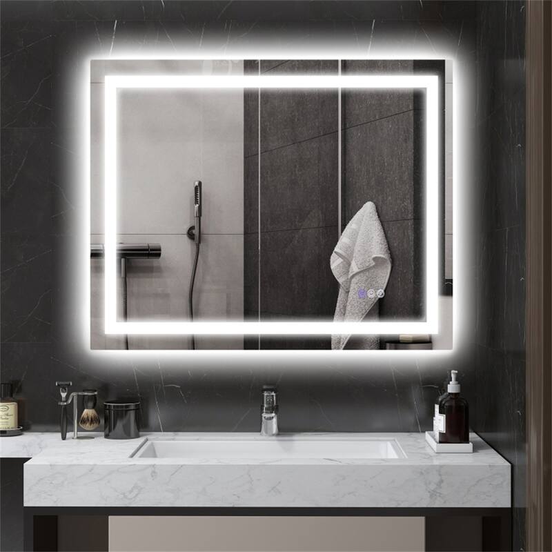 Clear Glass LED Vanity Mirror with Aluminum Frame, Defog and Touch Control