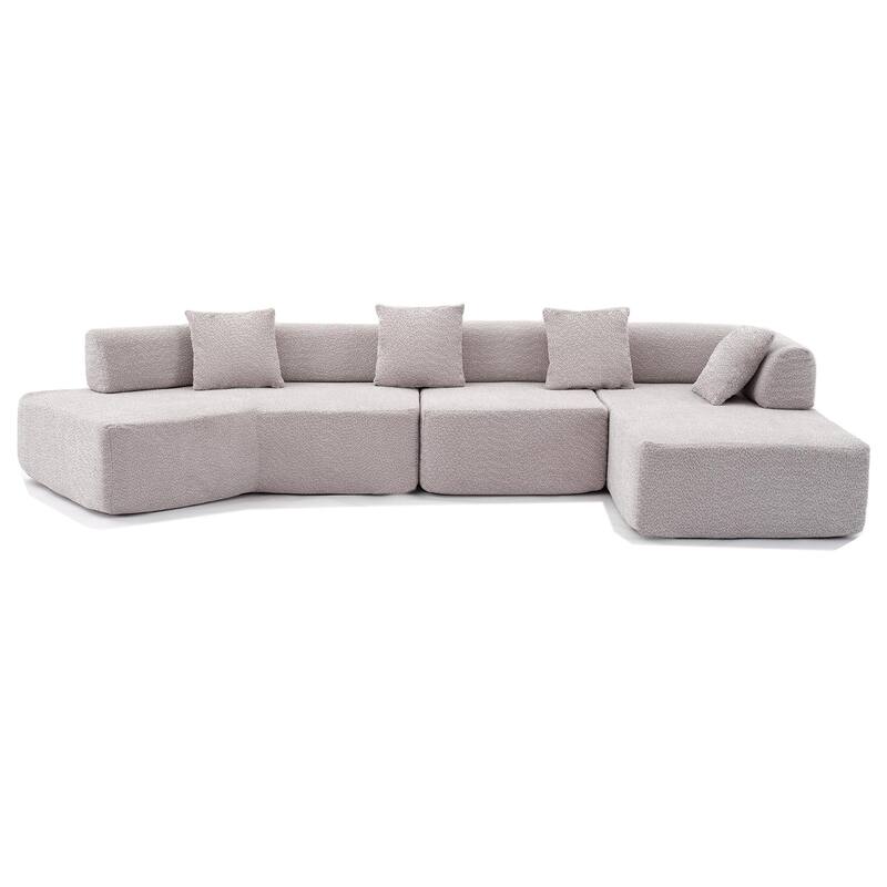 140" L-Shape Cloud Sectional Couch w/ Chaise, Modern Modular Sofa with Deep Seat, Upholstered Couches No Assembly Required