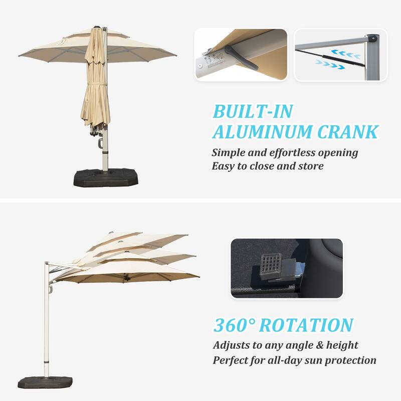 Round Cantilever Umbrella with Center Pole, (Base Not Included)