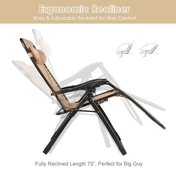 costway set of 2 patio folding chair recliner adjustable black