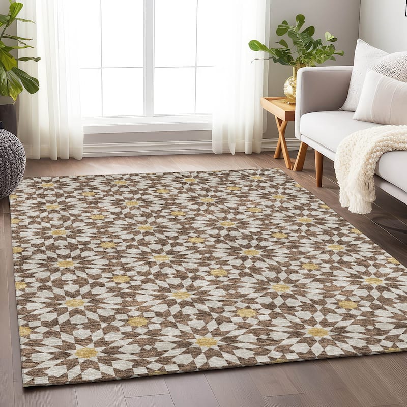 Premium Washable Super Soft Modern Mosaic Mayfield Rug - Chocolate - 10' x 14'