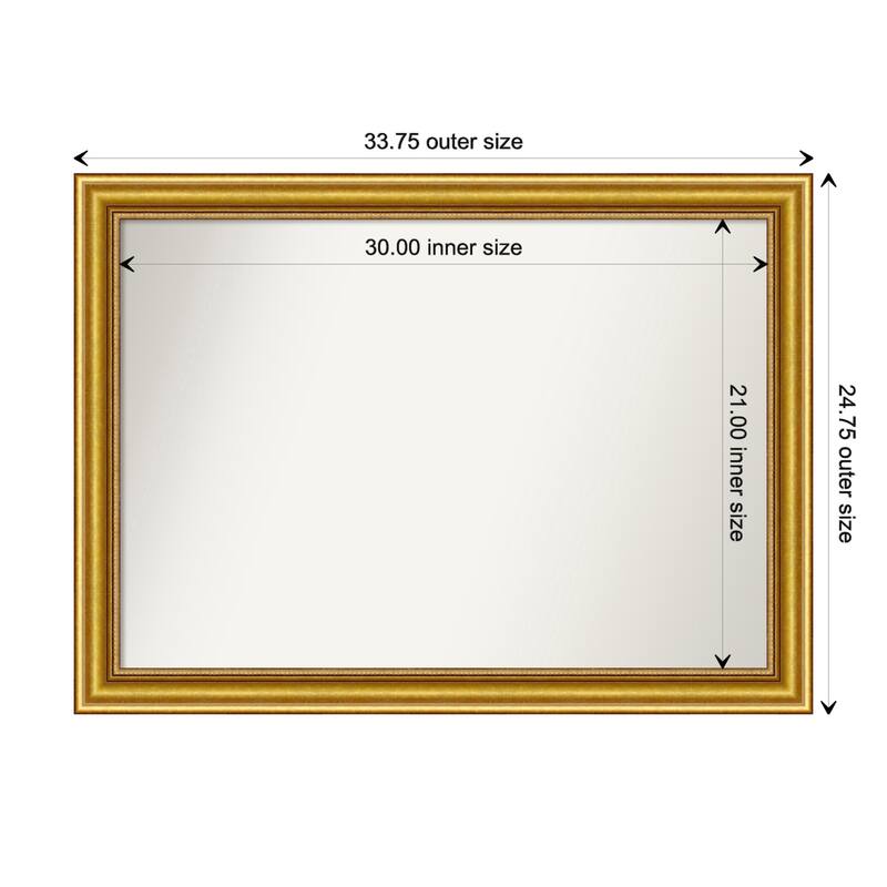 Townhouse Gold Framed Non-Beveled Custom Wall Mirror, Bathroom Vanity Mirror - Outer Size: 33.75 x 24.75