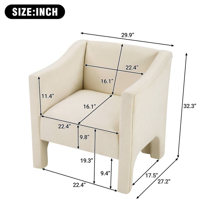 Roomfitters Modern Chenille Barrel Accent Chair with Enclosed Arms, Upholstered Armchair