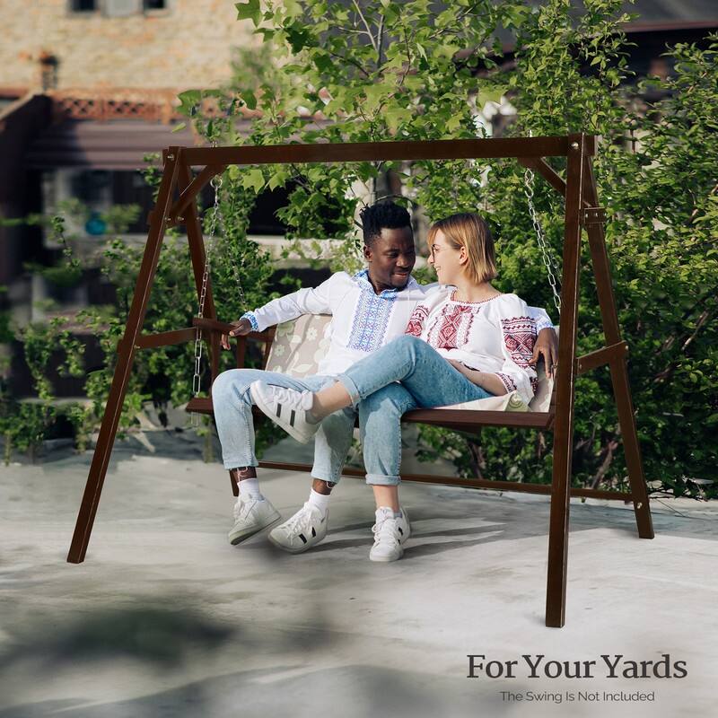 Carbonized Color Wood Swing Stand Suitable For 5ft Swing Chair - N/A