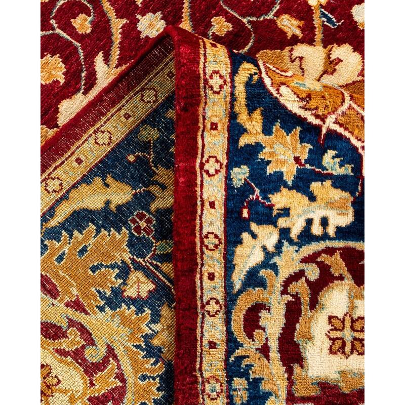 Overton Hand Knotted Wool Vintage Inspired Traditional Ottoman Red Area Rug - 6' 1" x 9' 2"