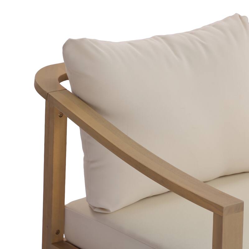 Christopher Knight Home - Modern 77.95" Wide Outdoor Patio Club Chair with Ergonomic Slatted Backrest & Soft Cushion