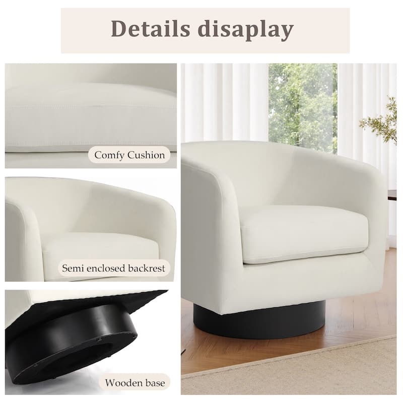 UIXE 360° Swivel Barrel Accent Chair Velvet Armchair For Living Room