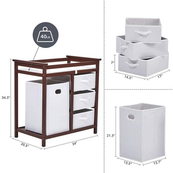 dimension image slide 0 of 2, Baby Changing Table, Infant Diaper Changing Station Dresser, Wooden Diaper Changing Table