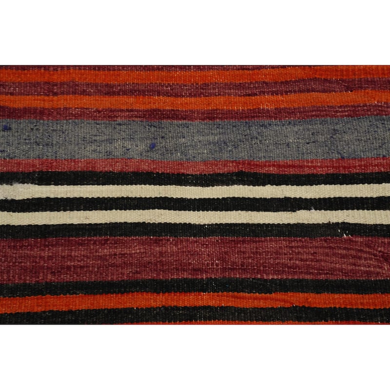 Hand Woven Oriental 100% Wool Carpet Southwestern Geometric Multi-Colored Kilim Area Rug - 9' 5'' X 5' 0''