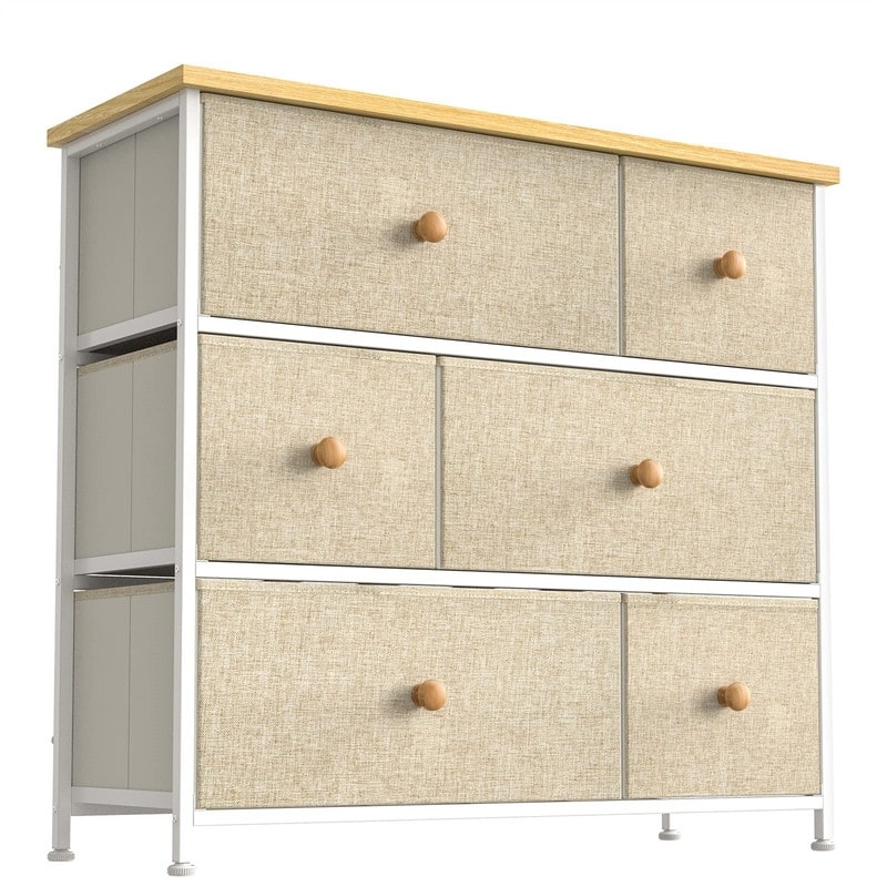 6 Drawer Dresser for Bedroom Chest - Taupe - 6-drawer