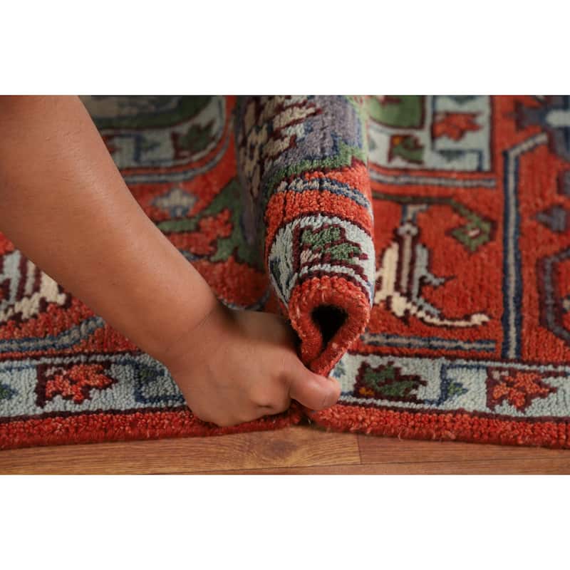 Animals Design Heriz Serapi Indian Area Rug Handmade Wool Carpet - 7'11" x 9'11"