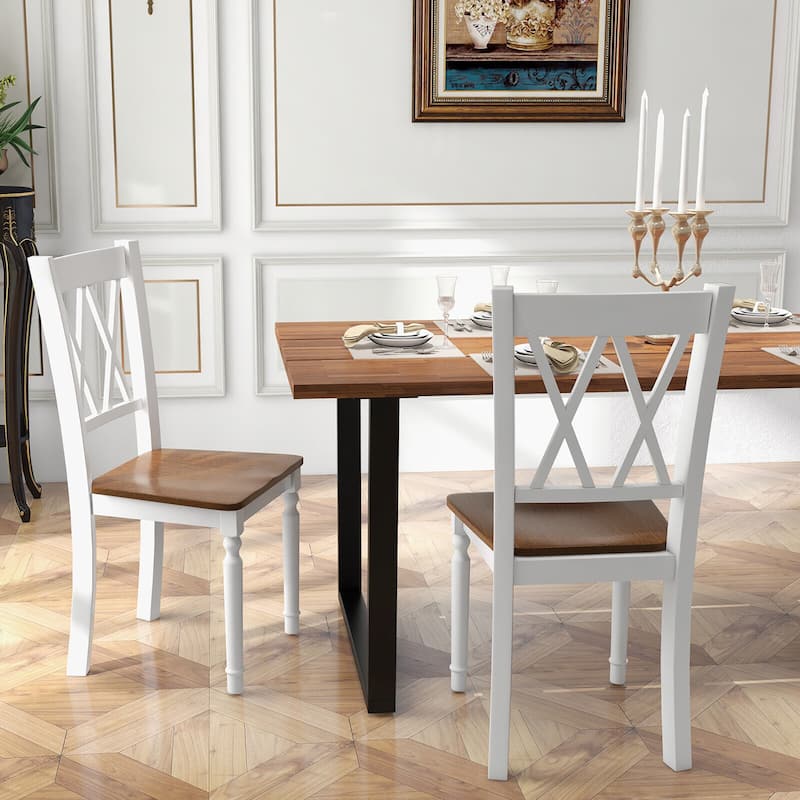 Gymax Dining Chairs Set of 2 Wood Farmhouse Dining Room Side Chairs