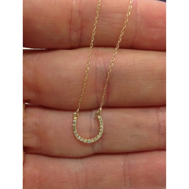 1/10ct Petite Yellow Gold Diamond Horseshoe Pendant