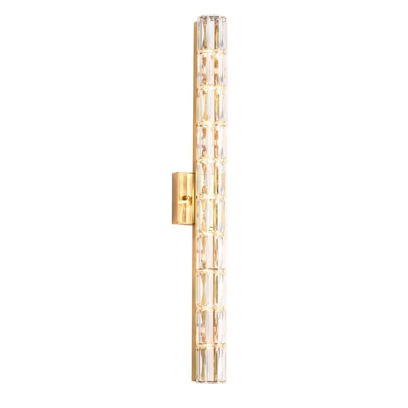 9 Light Gold Metal Wall Sconce With Clear Crystal Accents