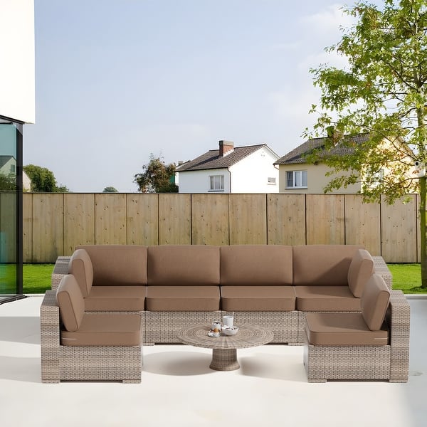 14-piece Patio Furniture ，6-seat Outdoor Cushion - 25.6*25.6*4in