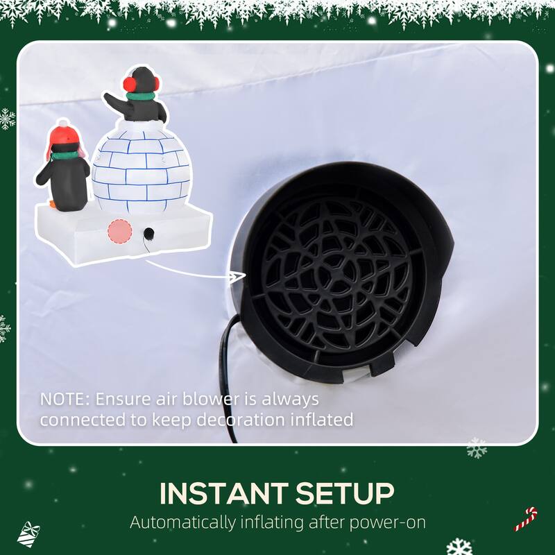 Multi-Color Polyester Inflatable Penguin and Igloo with LED Lights