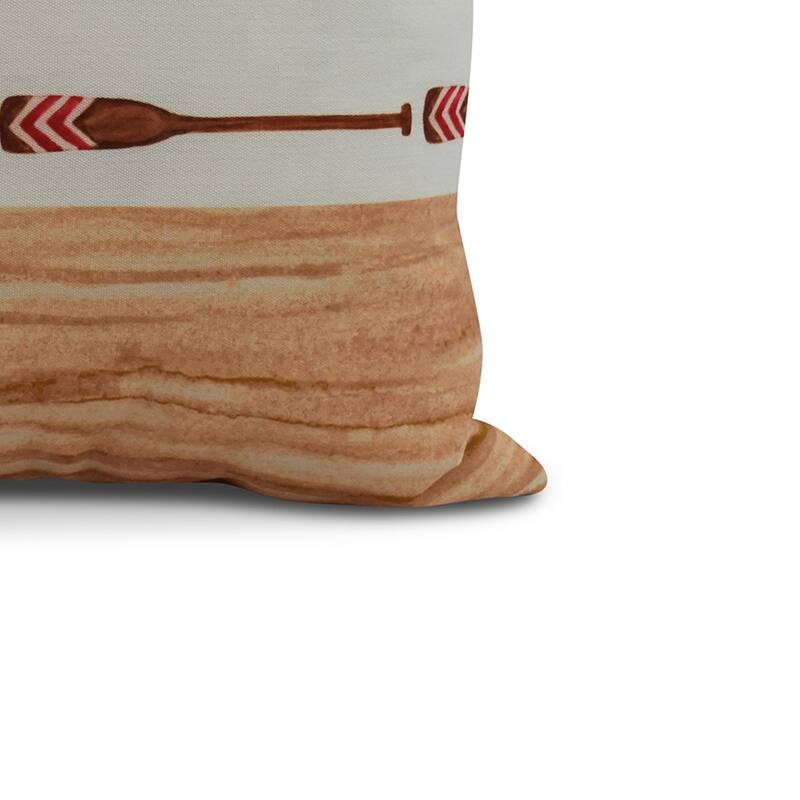 18 x 18 Inch Oar Stripe Center Stripe Print Outdoor Pillow