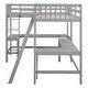 preview thumbnail 4 of 7, Wood Twin Size L-Shaped Loft Bed with Ladder and 2 Built-in L-Shaped Desks