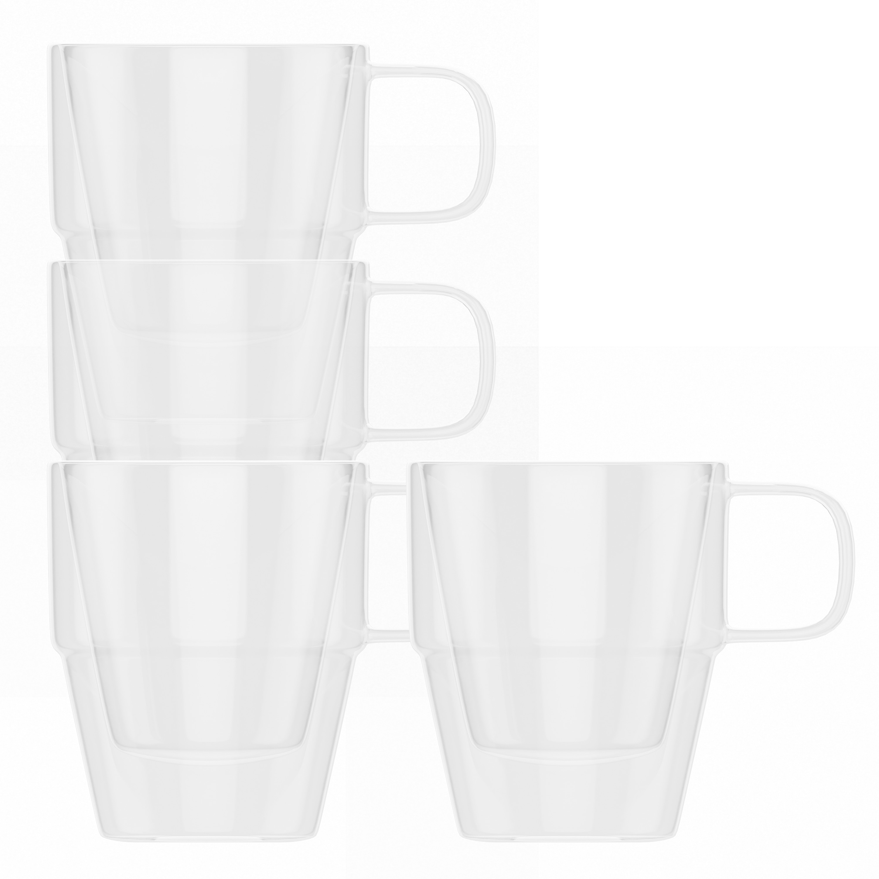 Elle Decor Set of 4 Double Wall Clear Coffee Cups