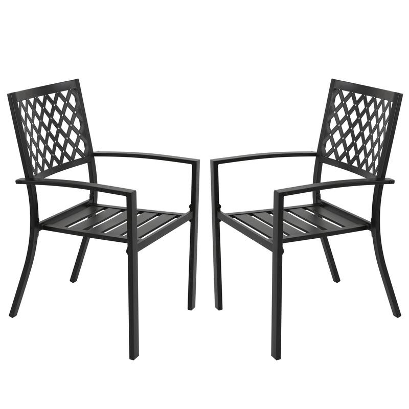 Outdoor 2-Piece Patio Chair Set, Iron Finish, Black with Gold Speckles - N/A