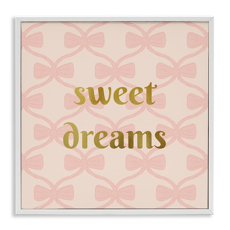 Stupell Pastel Bows & Sweet Dreams Framed Giclee Art Design By Sazerelli Designs - 24 x 24 - White