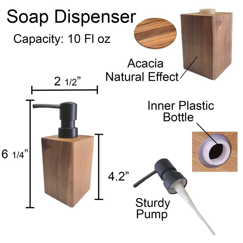 Acacia Wood Bathroom Accessory Set Collection