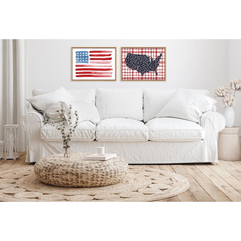 Kate and Laurel Sylvie Gingham USA Framed Canvas by Sara Berrenson