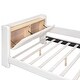preview thumbnail 20 of 27, Upholstered Bed Platform Bed Faux Leather Bed Frame with Storage Headboard and Guardrail Wood Slat Support Low Profile Bed