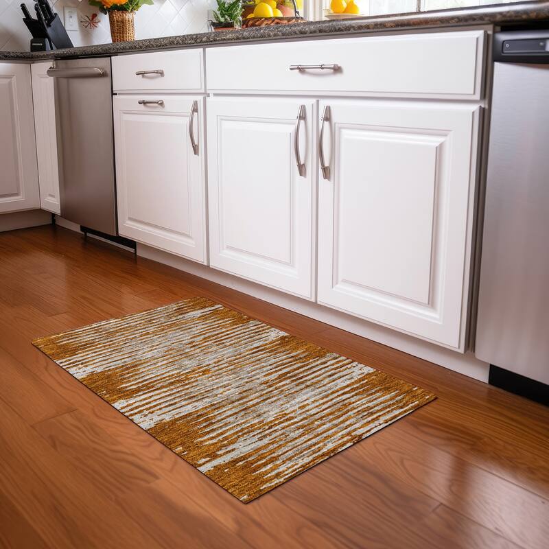 Premium Washable Super Soft Modern Scratches Mayfield Rug - Paprika - 1'8" x 2'6"