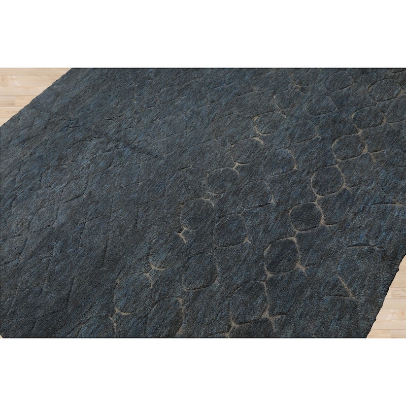 8x10 Tibetano Hand Knotted Wool Grey Modern & Contemporary Plush Pile Rug - 8' x 10'