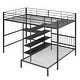 preview thumbnail 9 of 30, Minimalist Design Full Over Twin Metal Bunk Bed with Built-in Ladder,Under-Bed Desk wirh Storage Shelves