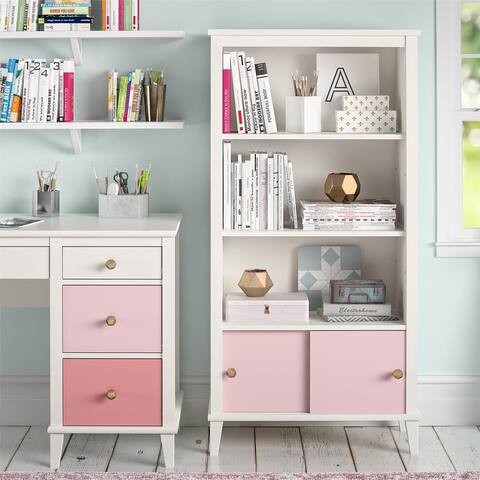 Monarch Hill Poppy Kids' White Bookcase, Pink Doors